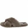Liliana What's New Natalie263 Taupe Faux Fur Cross Strap Slide Sandal
