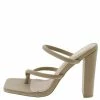 OIL J Shoes Deja Nude Strappy Square Open Toe Slide Block Heel
