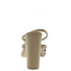 OIL J Shoes Deja Nude Strappy Square Open Toe Slide Block Heel