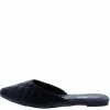 Mata Desert1 Black Quilted Pointed Toe Mule Flat