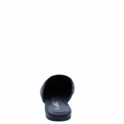 Mata Desert1 Black Quilted Pointed Toe Mule Flat