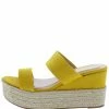 SHOE MAGNATE Dionna1 Mustard Dual Strap Open Toe Espadrille Slide Wedge Shoes