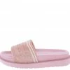 Shoe Republica Shoes Drank Blush Striped Knit Open Toe Flat Slide Sandal