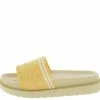 Shoe Republica Drank Yellow Striped Knit Open Toe Flat Slide Sandal