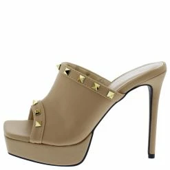 Legend What's New Dreamy05 Natural Lycra Square Open Toe Rock Stud Platform Heel