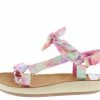 JP Earthbound08 Pink Tie Dye Multi Strap Open Toe Flat Wedge What's New