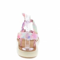 JP Earthbound08 Pink Tie Dye Multi Strap Open Toe Flat Wedge What's New