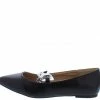 Shoe Republica Shoes Eleganza Black Pointed Toe Chain Strap Slip On Flat