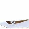Shoe Republica Eleganza White Pointed Toe Chain Strap Slip On Flat Shoes