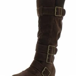 WESTWOOD Boots Elma02 Brown Multi Buckle Knee High Lug Boot