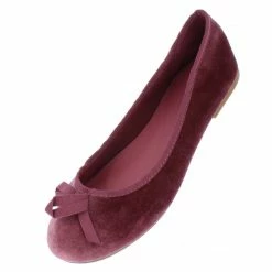 JP What's New Embrace13s Dusty Mauve Velvet Toe Bow Round Toe Ballet Flat