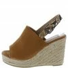 WESTWOOD Emery10 Tan Peep Toe Snake Slingback Espadrille Wedge