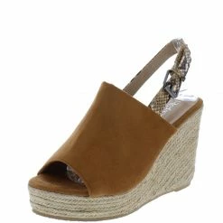 WESTWOOD Emery10 Tan Peep Toe Snake Slingback Espadrille Wedge