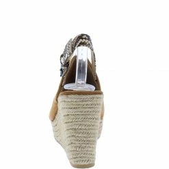 WESTWOOD Emery10 Tan Peep Toe Snake Slingback Espadrille Wedge