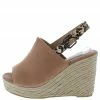 WESTWOOD What's New Emery10 Taupe Peep Toe Snake Slingback Espadrille Wedge
