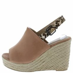 WESTWOOD What's New Emery10 Taupe Peep Toe Snake Slingback Espadrille Wedge