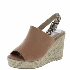 WESTWOOD What's New Emery10 Taupe Peep Toe Snake Slingback Espadrille Wedge