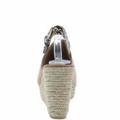 WESTWOOD What's New Emery10 Taupe Peep Toe Snake Slingback Espadrille Wedge