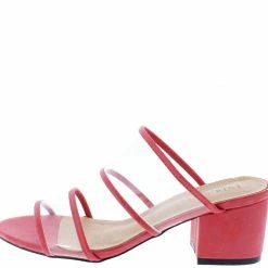 AMERICAN METTLE Emily16 Red Lucite Dual Strap Open Toe Slide Block Heel Shoes