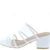 AMERICAN METTLE Emily16 Silver Lucite Dual Strap Open Toe Slide Block Heel Shoes