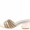 AMERICAN METTLE Shoes Emily3 Rose Gold Sparkle Strappy Open Toe Slide Block Heel