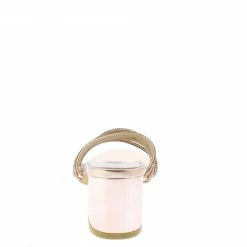 AMERICAN METTLE Shoes Emily3 Rose Gold Sparkle Strappy Open Toe Slide Block Heel