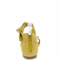 Makers Eva1 Mustard Knotted Open Toe Ankle Strap Rear Zip Sandal