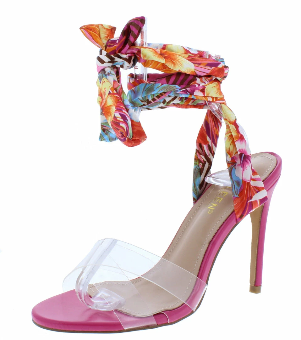 Elegant Fassy88 Fuchsia Lucite Open Toe Fabric Anke Wrap Stiletto Heel Shoes 4 Elegant Fassy88 Fuchsia Lucite Open Toe Fabric Anke Wrap Stiletto Heel Shoes