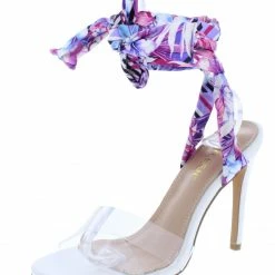 Elegant Shoes Fassy88 White Lucite Open Toe Fabric Anke Wrap Stiletto Heel 5 Elegant Shoes Fassy88 White Lucite Open Toe Fabric Anke Wrap Stiletto Heel