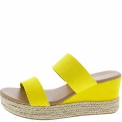 JP What's New Fatal12 Yellow Dual Strap Open Toe Espadrille Wedge