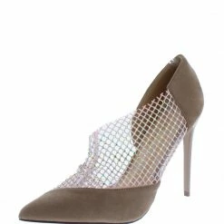 Mata Fish Wire Taupe Pointed Toe Embellished Mesh Pump Heel What's New
