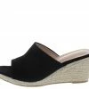 Elegant Shoes Flo11 Black Open Toe Slide Espadrille Wedge