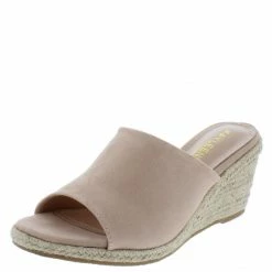 Elegant Flo11 Nude Open Toe Slide Espadrille Wedge