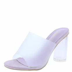 Elegant Franie1 Lilac Open Toe Lucite Cylinder Block Heel