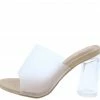 Elegant Franie1 Nude Open Toe Lucite Cylinder Block Heel