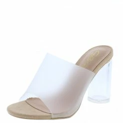 Elegant Franie1 Nude Open Toe Lucite Cylinder Block Heel