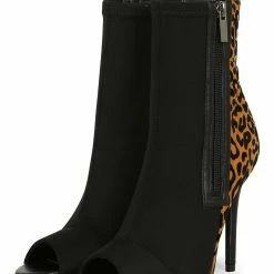 QUPID Boots Frasier75x Black Peep Toe Two Tone Stiletto Boot