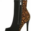 QUPID Boots Frasier75x Black Peep Toe Two Tone Stiletto Boot