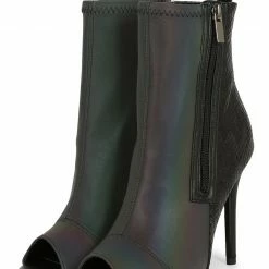 QUPID What's New Frasier75x Reflective Peep Toe Two Tone Stiletto Boot