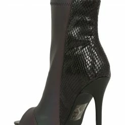 QUPID What's New Frasier75x Reflective Peep Toe Two Tone Stiletto Boot