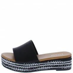 JP Freedom02 Black Open Toe Platform Espadrille Wedge
