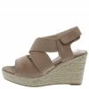 Mata FullMoon5 Taupe Cross Strap Open Toe Slingback Wedge Shoes