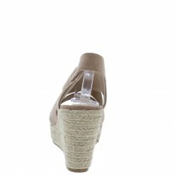 Mata FullMoon5 Taupe Cross Strap Open Toe Slingback Wedge Shoes