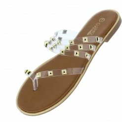 Mata What's New Fully Chic Clear Studded Strappy Thong Slide Sandal