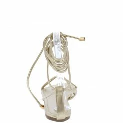 Liliana Carolyn108 Gold Snake Wrap Strap Open Toe Flat Sandal