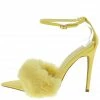 CAPE ROBBIN Paula293 Yellow Furry Open Pointed Toe Stiletto Heel What's New