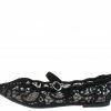 JP Goodness49s Black Lace Fabric Pointed Toe Mary Jane Ballet Flat Shoes
