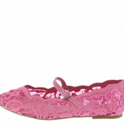 JP Goodness49s Pink Lace Fabric Pointed Toe Mary Jane Ballet Flat