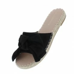 SUP Grass305 Black Knotted Open Toe Espadrille Slide Sandal What's New