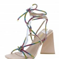 Mata Guilty Pleasure1 Rainbow Embellished Strappy Open Toe Heel